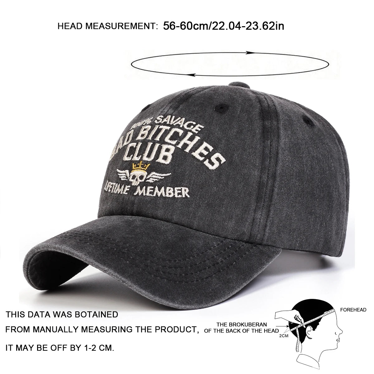 Unisex Letter Embroidery Washed Baseball Cap Spring Autumn