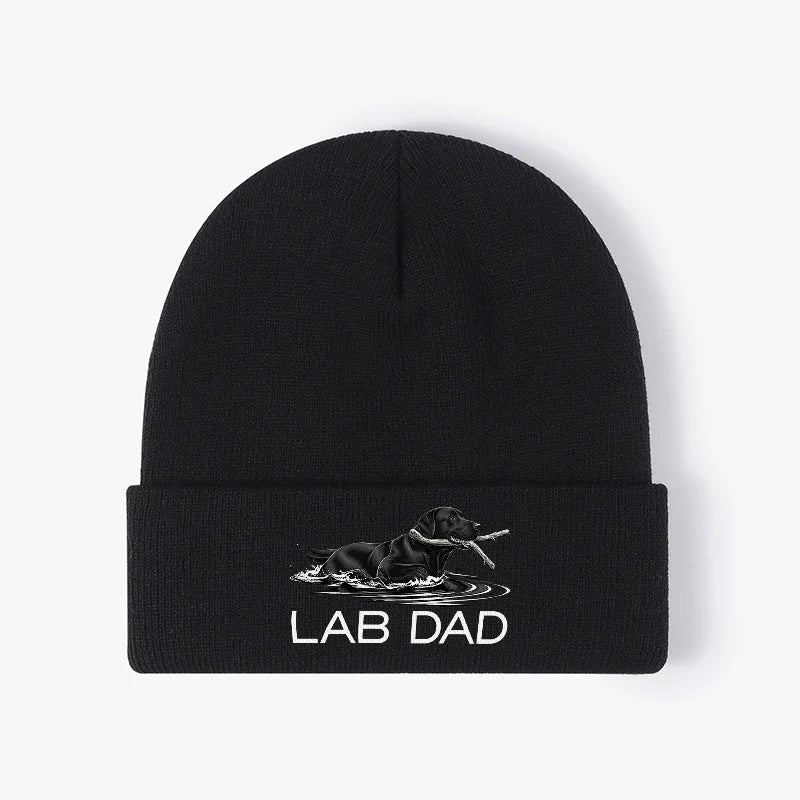Lab Dad Dog Beanie Hat Knit Winter Cap