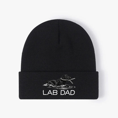 Lab Dad Dog Beanie Hat Knit Winter Cap