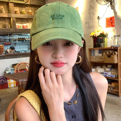 Solid Color Letter Baseball Hat For Women Embroidery Adjustable Sun Hat Girl Outdoor Causal Duck Cap