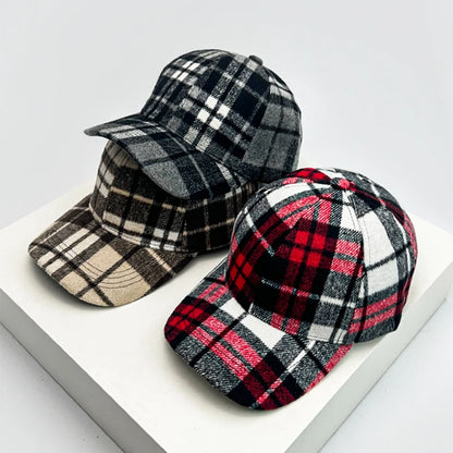 New Unisex British Style Plaid Color Block Baseball Hats