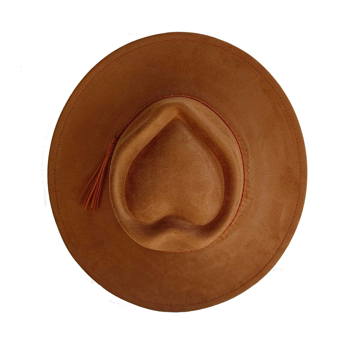 Vegan Suede Hat Teardrop Shape 9.5cm Wide Brim Fedora Hat Men's And Women's