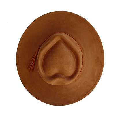 Vegan Suede Hat Teardrop Shape 9.5cm Wide Brim Fedora Hat Men's And Women's