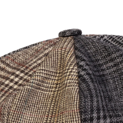 Unisex Retro Grid Stitching Newsboy Caps Men British Painters Hats