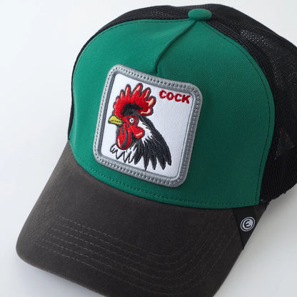 Embroidered Rooster COCK Patch, Distressed Western Streetwear Baseball Cap