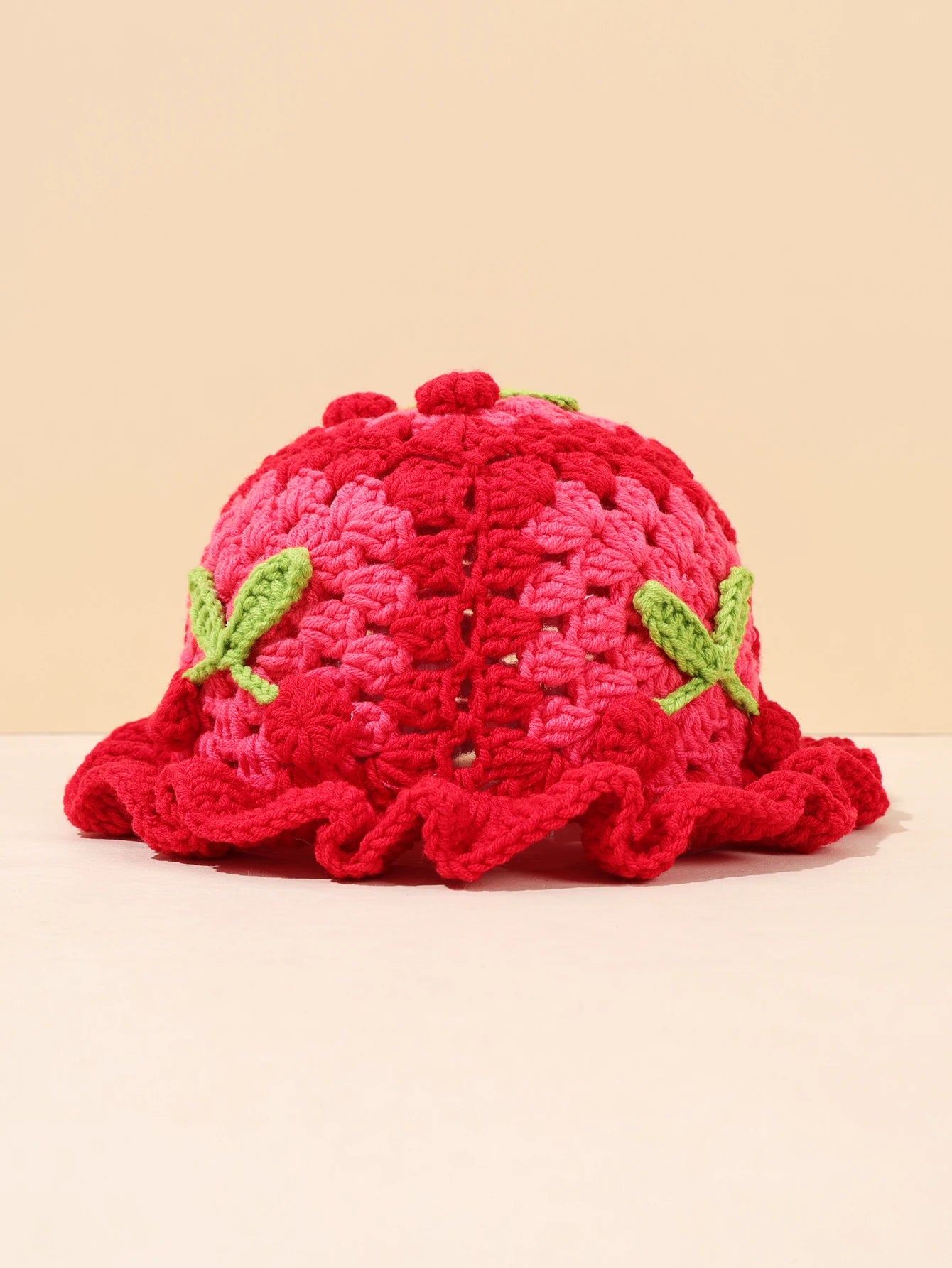 Retro Cherry Handmade Crochet Bucket Hat