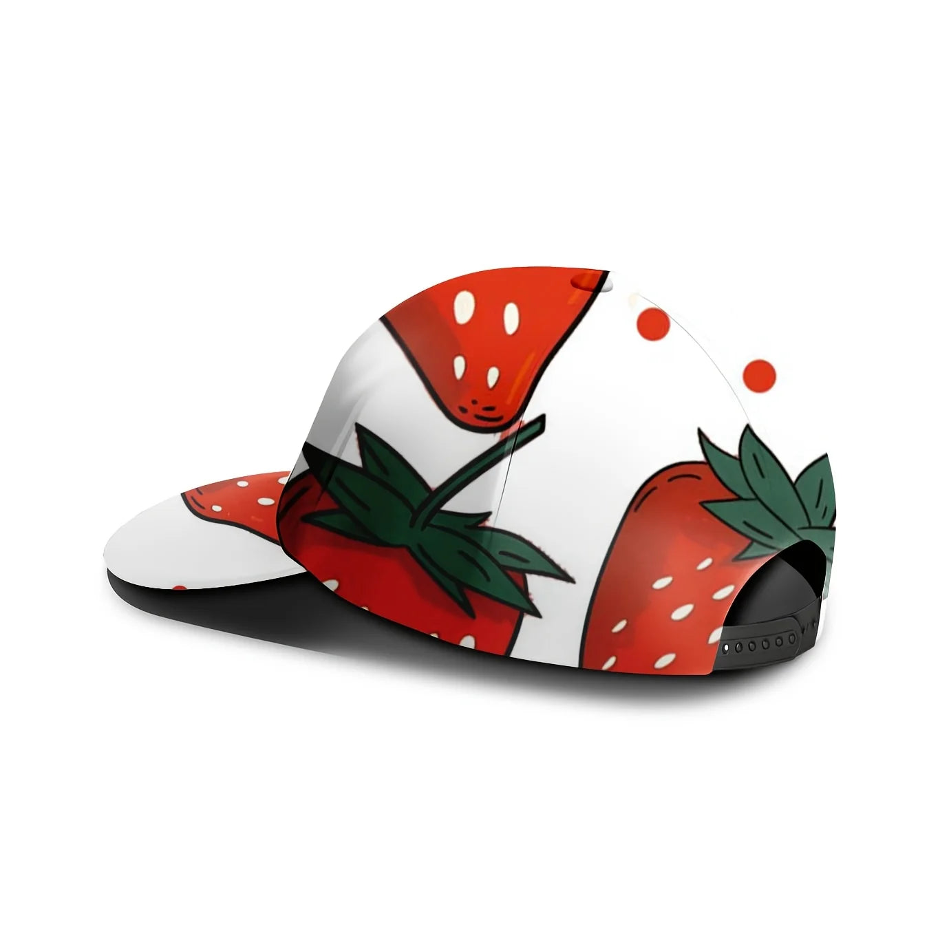 Unisex Strawberry Print Baseball Cap With Full-Body Strawberry Pattern Adjustable