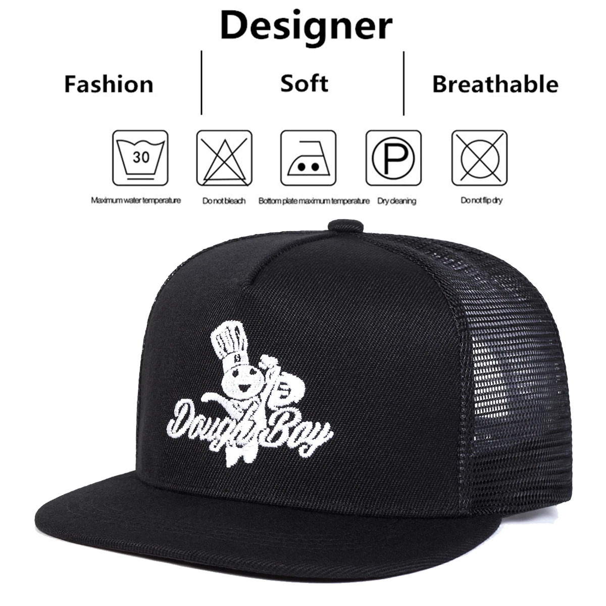 Unisex Daugh Boy Letter Embroidery Hip-Hop Net Hats