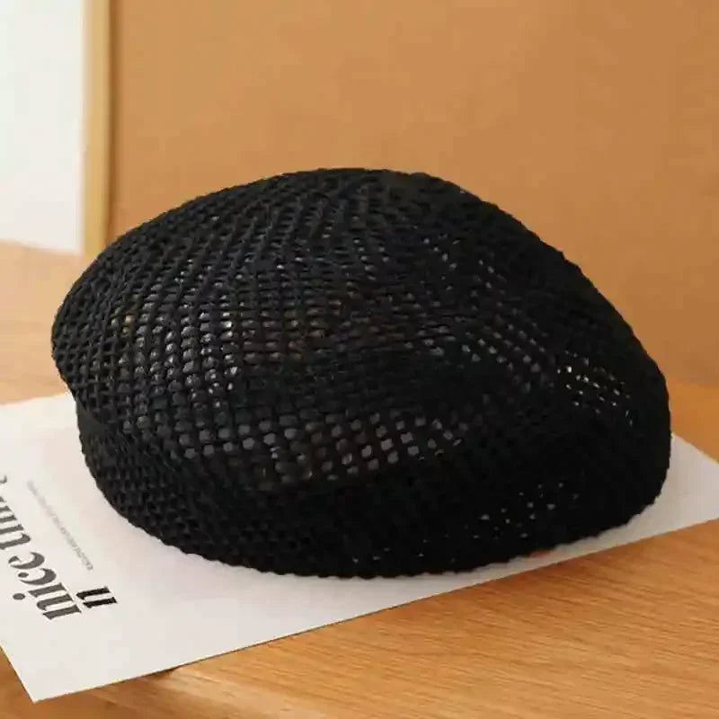 Straw Beret For Women Summer Sun Protection UPF 50+ Breathable Thin
