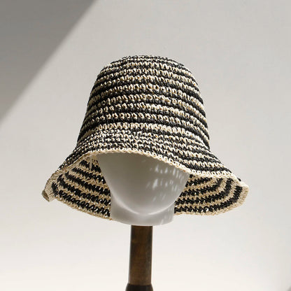Women Beach Panama Straw Dome Bucket Hat