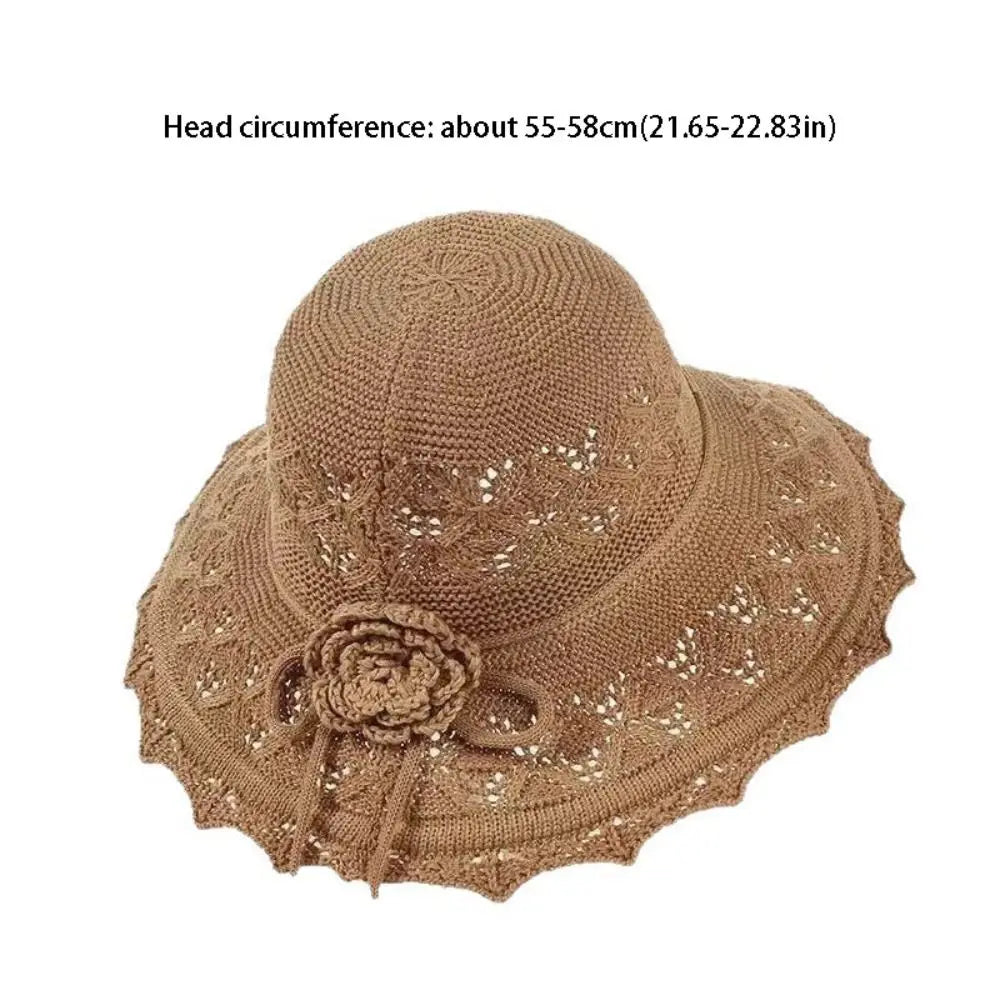 Fashion Crochet Summer Sun Hat Foldable Weave Sunshade Hat