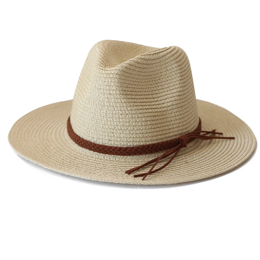 Women Men Wide Brim Straw Panama Hat