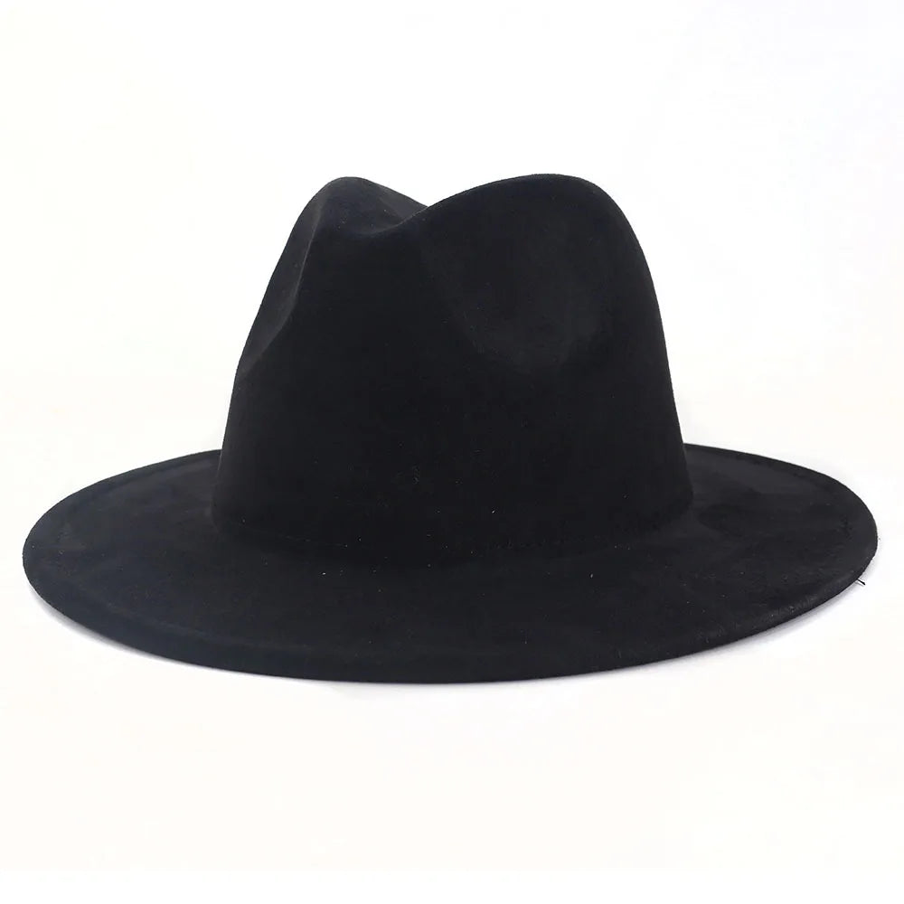 Suede Fedora Hats For Women Luxury Solid Color Elegant Party