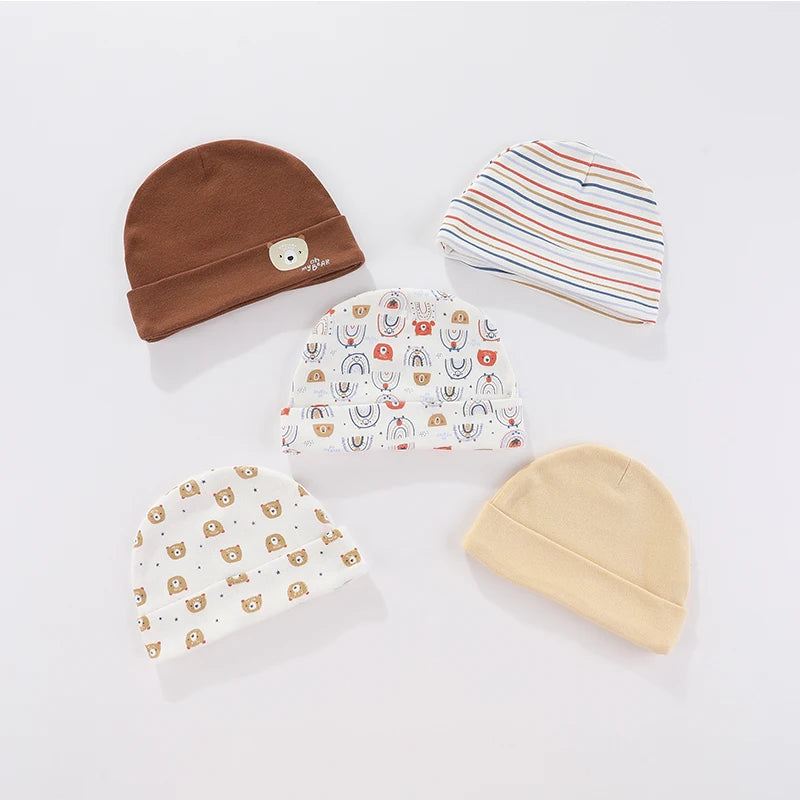 New Born Baby Boy Hats 3/5 Pieces Cotton Baby Girls Hats