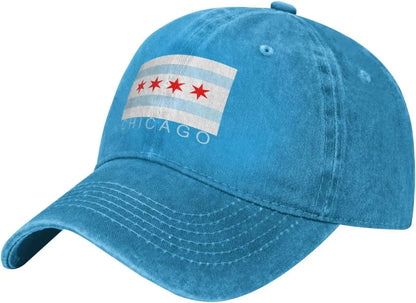 Chicago City Flag Baseball Cap Cotton Sun Protection Adjustable Adult Casual Trucker Hat