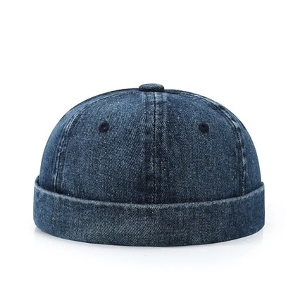 Fashion Cotton Brimless Hat Men Women Adjustable Docker Cap Retro Skullcap Melon Cap