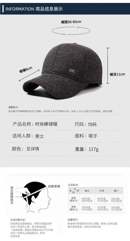Thickened Warm Winter Hat Color Block Earflap Baseball Cap Ear Protection Adjustable Outdoor Casual Cap