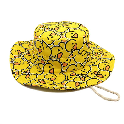 Cartoon Patterned Yellow Duck Printed Sun Hat