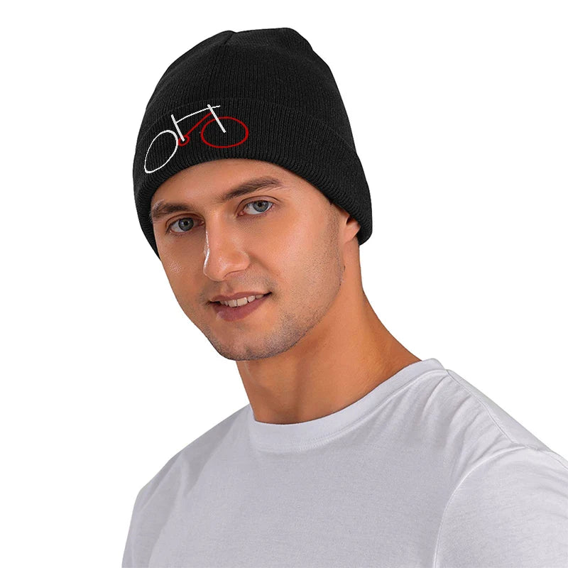 Bicycle Graphic Beanie Warm Knit Skull Cap