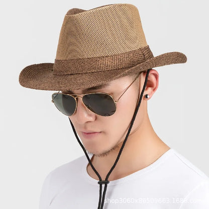 Summer Linen Hollowing Sun Hats British Gentleman Jazz Top Panama