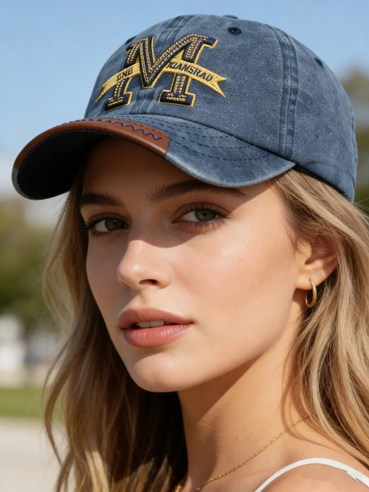 Unisex Baseball Cap M Letter Embroidery Dad Hat Women Men Outdoor Washed Cotton Cap