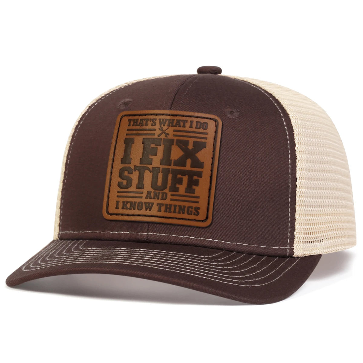 Unisex Fixstuff Leather Label Baseball Net Caps Spring and Summer