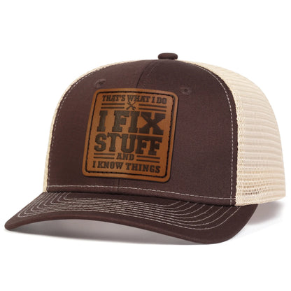 Unisex Fixstuff Leather Label Baseball Net Caps Spring and Summer