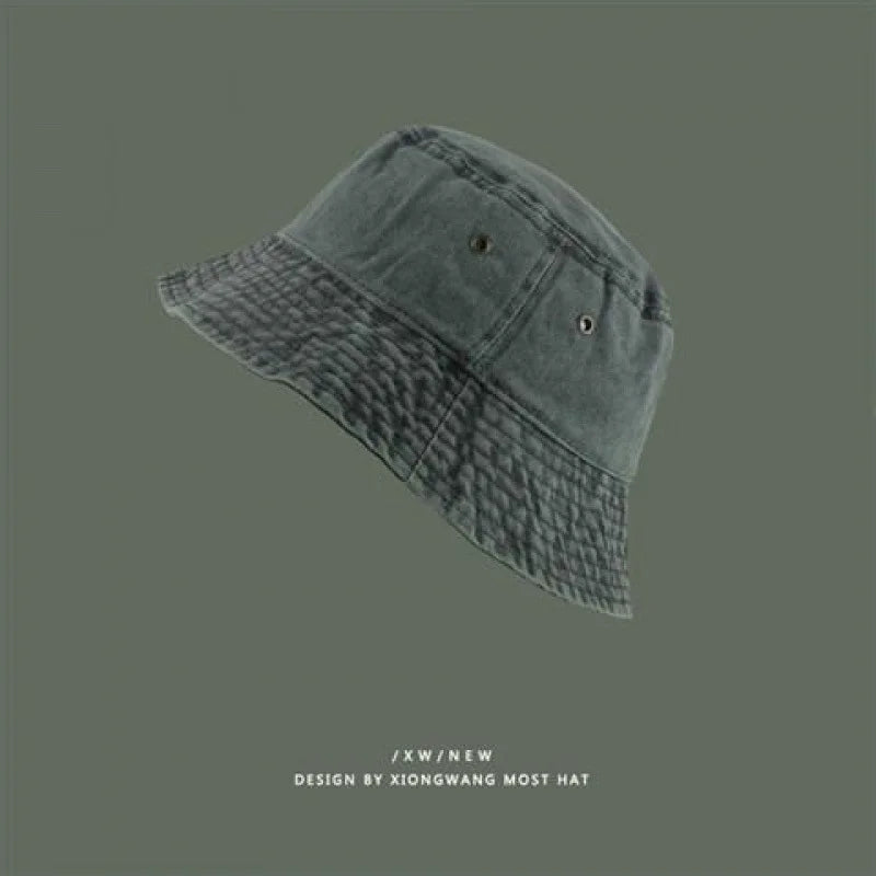 Fashion Women Men Washed Denim Solid Vintage Bucket Hats