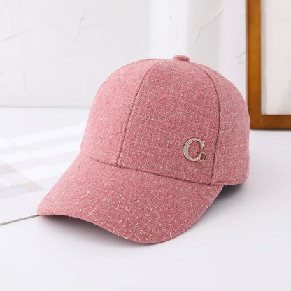 Metal M Patch Baseball Cap Black Elegant Man Hat