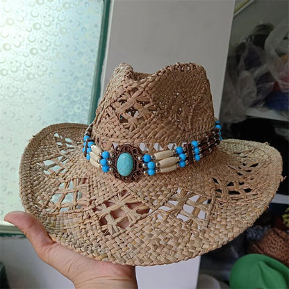 Woven Hard Summer Sapphire Accessories Neutral Cowboy Hat