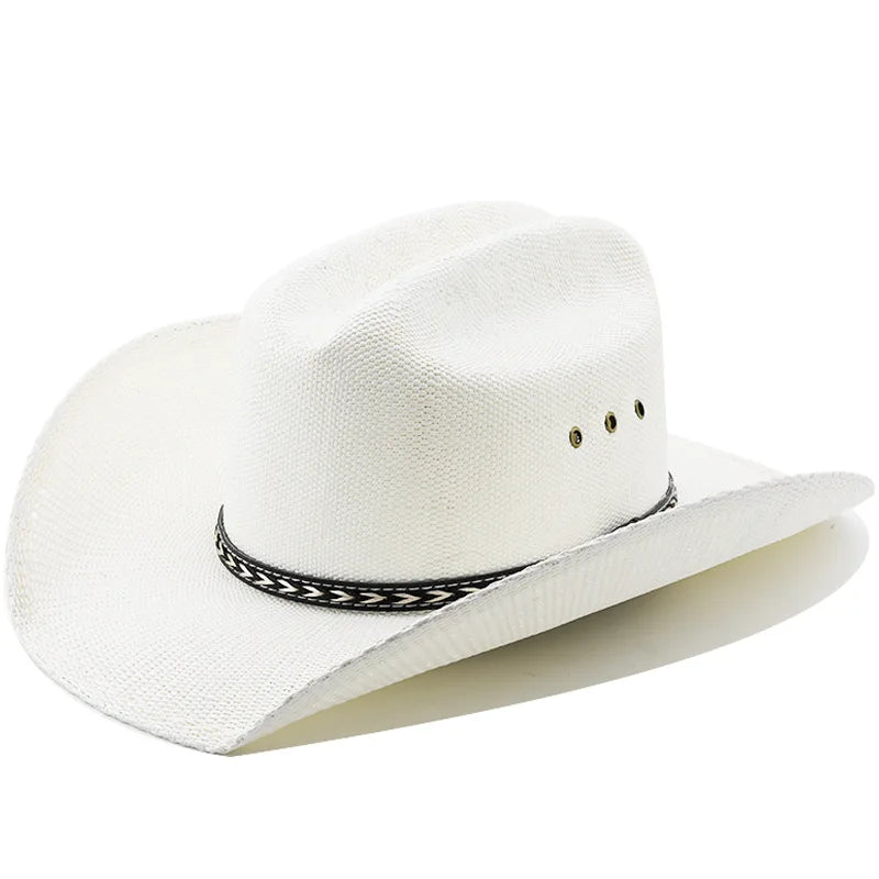 Handwoven Braided Fedora Hat - Breathable Western Cowboy & English Style