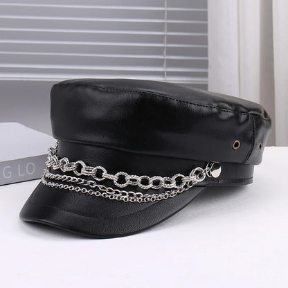Unisex Rivet Hat Y2K Punk PU Leather Rivets Hat