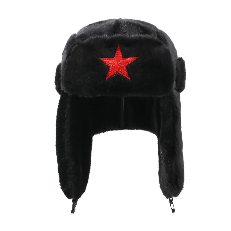 Five-Point Star Lei Feng Style Winter Outdoor Ski Hat, Unisex, Fleece-Lined For Warmth