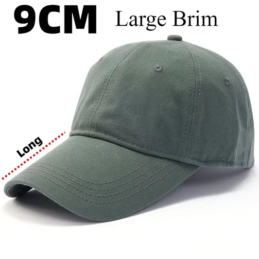 Men's Extended Brim 9cm Baseball Cap Solid Color plus Size 64cm