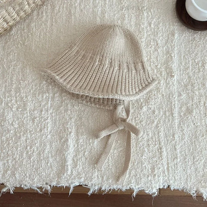 Children Autumn Winter Solid Knitted Basin Hats Korean Boys Kids
