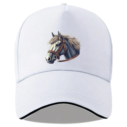 Cool Horse Head Print Baseball Cap Unisex Polyester Adjustable Snapback Hat