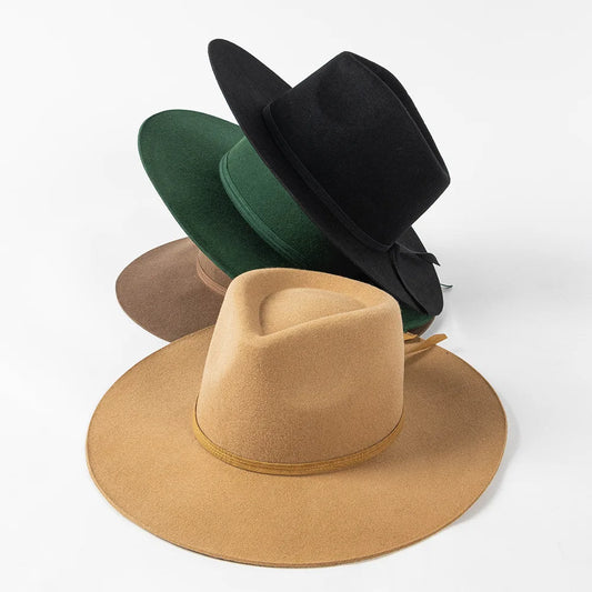 100% Wool Fedora Hat Women Autumn Winter