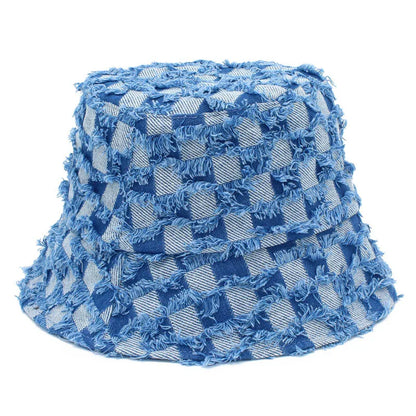 Spring Summer Strawberry Embroidery Denim  Bucket Hat