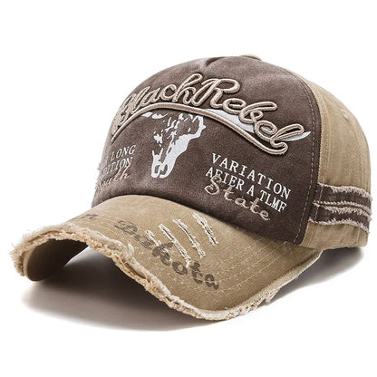 Unisex Washed Cotton Vintage Cap Letter Embroidery Baseball Cap