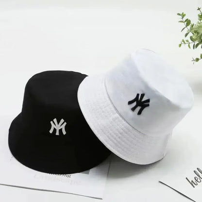 Unisex Letter Embroidery Personality Two-Sided Bucket Hats Fishermen Caps Outdoor