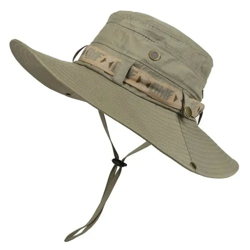 Summer Men Bucket Hat Outdoor UV Protection Wide Brim Panama Safari Hunting Hiking Hat