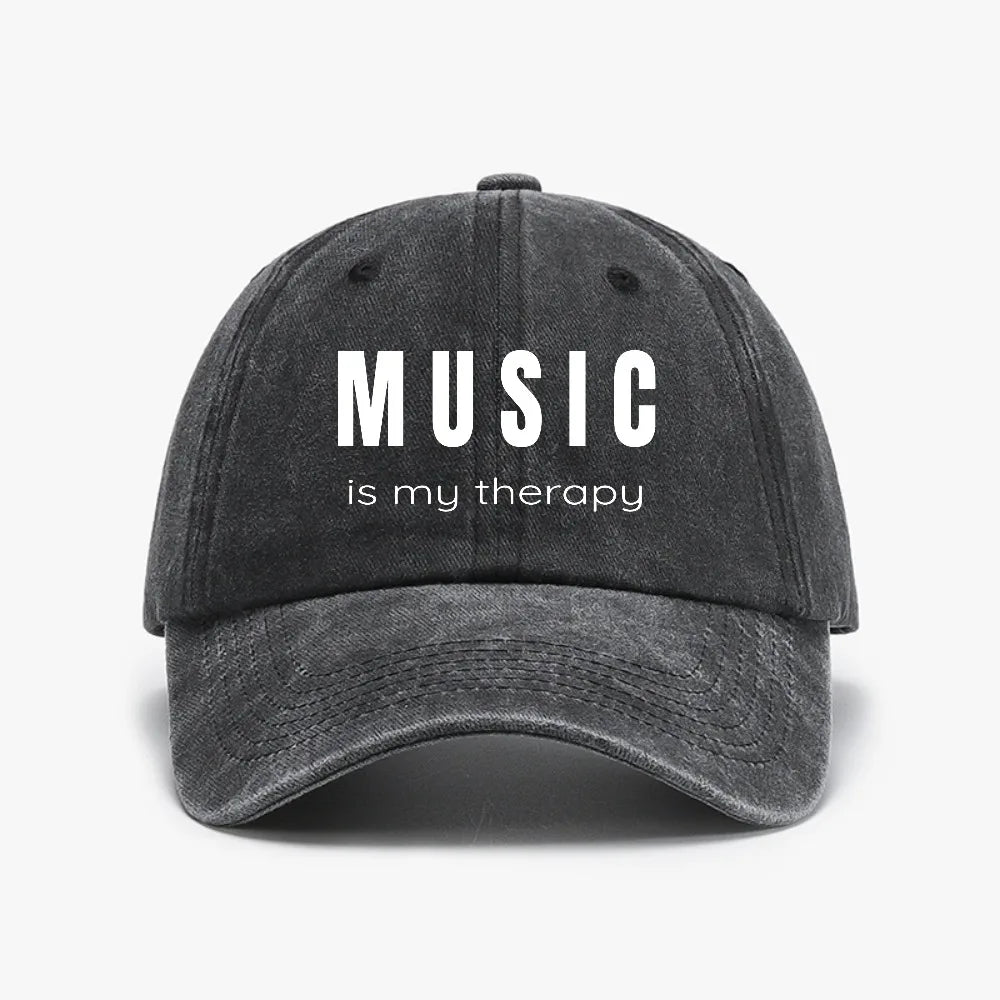Music Is My Theropy Print hat Casual Adjustable