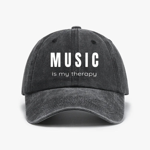 Music Is My Theropy Print hat Casual Adjustable