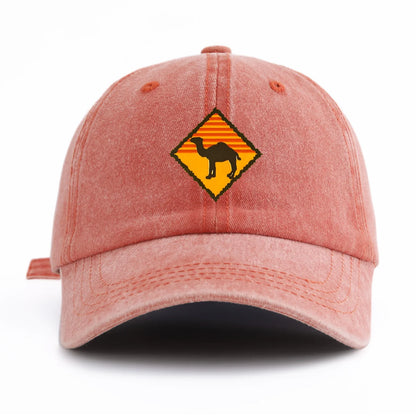 Camel Print Washed Baseball Cap For Adults, Minimalist Retro Style Casual Soft