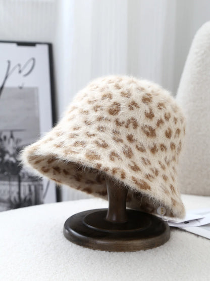 Women Thick Warm Rabbit Fur Knitted Furry Bucket Hat