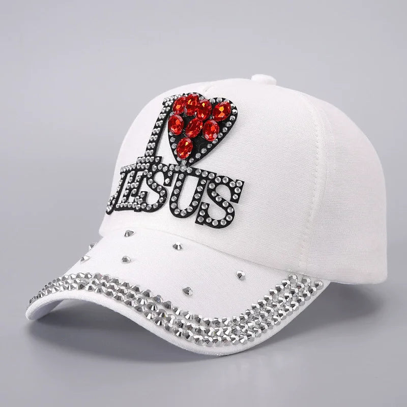 Fashionable Letter-Stitched Diamond-Encrusted Women's Baseball Cap