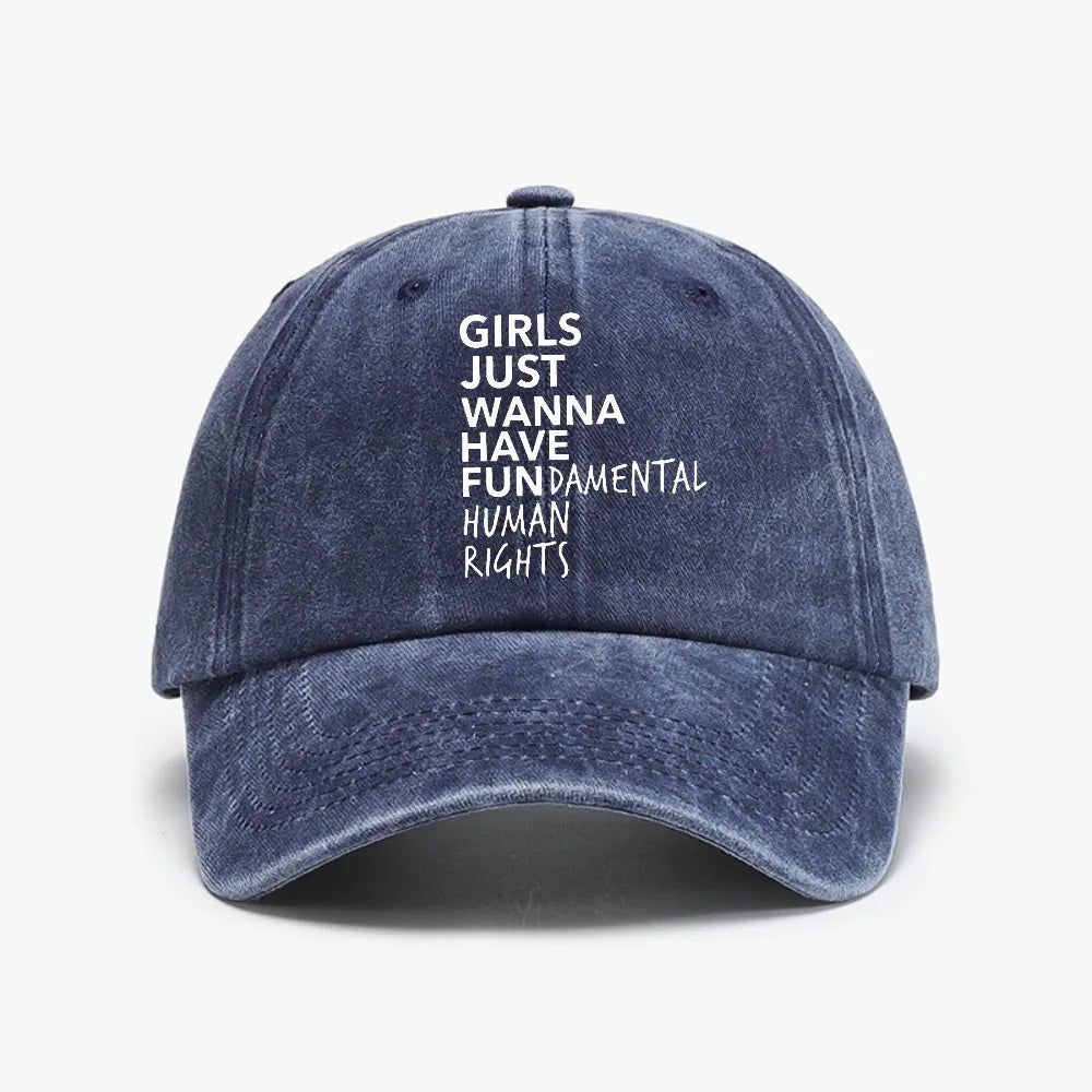 Girls Just Wanna Have Fundamental Human Rights Printed Cap