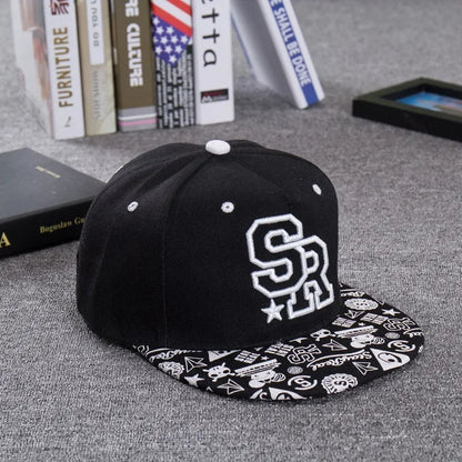 Fashion Embroidery Letter SR Snapback Cap Hip Hop Hat Men and Women