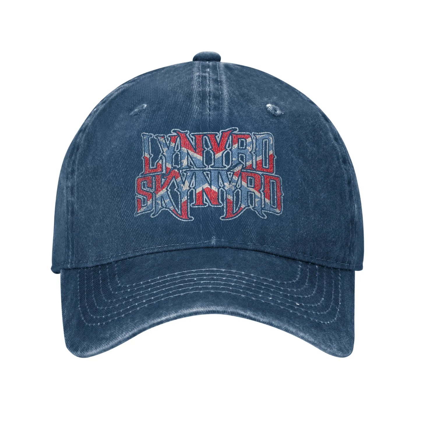 Lynyrded Rock Biker Skynyrded Logo Baseball Caps Distressed Denim Flag US
