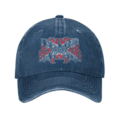 Lynyrded Rock Biker Skynyrded Logo Baseball Caps Distressed Denim Flag US